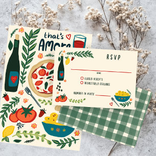 Dat is Amore Italiaans eten Aangepaste bruiloft RSVP Kaartje