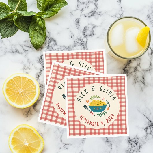 Dat is Amore Italiaans eten Aangepaste geruite bru Servet