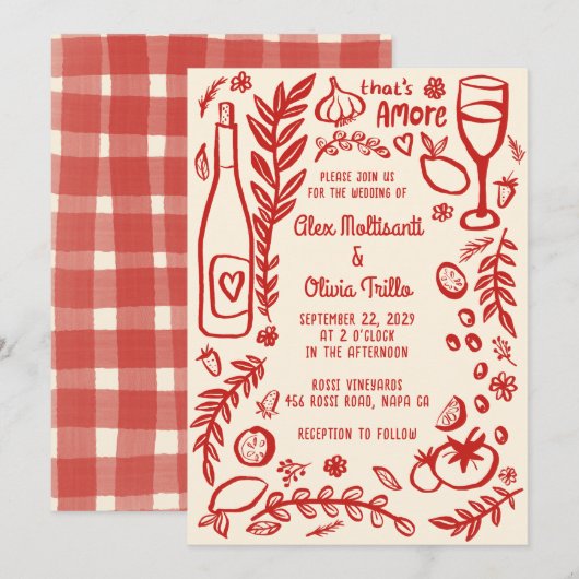 Dat is Amore Italiaans Eten Aangepaste Huwelijksfe Kaart (Voorkant / Achterkant)