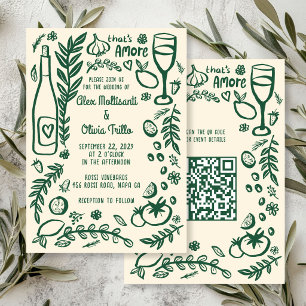 Dat is Amore Italiaans Eten Aangepaste QR Huwelijk Kaart