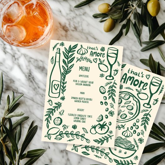 Dat is Amore Italiaans Eten Liefde Whimsical Aange Menu