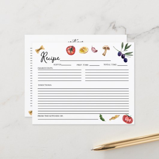 Dat is Amore Italiaans geïnspireerde Recept Kaart (Voorkant / Achterkant in situ)