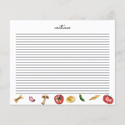 Dat is Amore Italiaans geïnspireerde Recept Kaart (Achterkant)