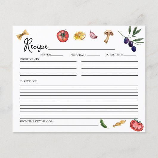 Dat is Amore Italiaans geïnspireerde Recept Kaart (Voorkant)