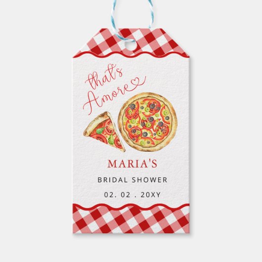 Dat is amore Italiaans pizzafeest bruidsdouche Cadeaulabel (Voorkant)