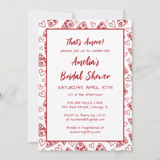 Dat is Amore Italiaans Pizzafeest Rood Bruidsmeisj Kaart (Voorkant)