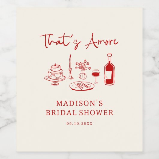 Dat is Amore Italiaans Rood Handgetekend Wijn Etiket (Enkel label)