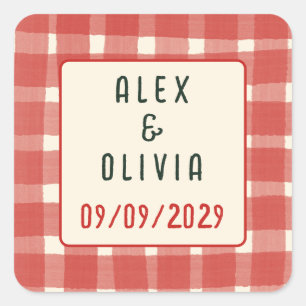 Dat is Amore Italiaans ruitpatroon Aangepaste Huwe Vierkante Sticker