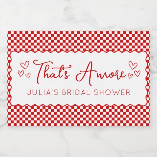 Dat is Amore! Italiaans thema rood Vrijgezellenfee Sparkling Wijnetiket (Enkel label)