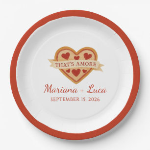Dat is Amore Italiaanse Chic Hart Pizza Huwelijk Papieren Bordje