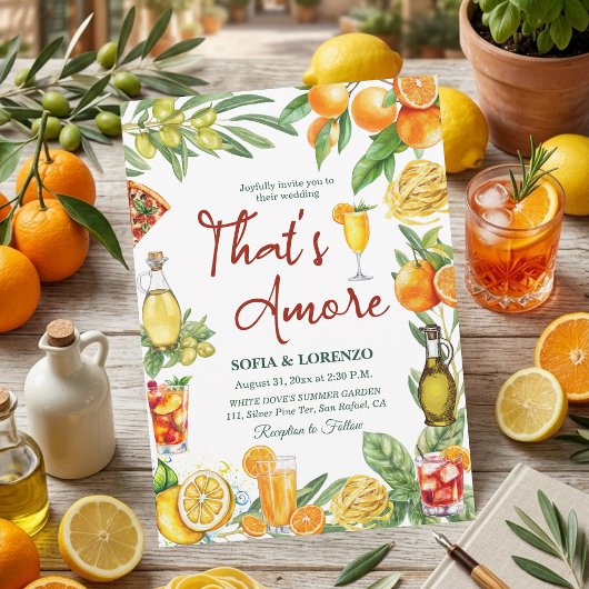 Dat is Amore Italiaanse Citrus Cocktail Bruiloft Kaart