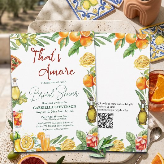 Dat is Amore Italiaanse Cocktail QR Code Bruidstaa Kaart
