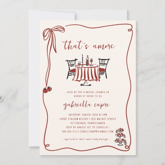 Dat is Amore Italiaanse Doodle Bruiloft Uitnodigin Kaart (Voorkant)