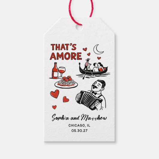 Dat is Amore Italiaanse Funky Bruiloft Bridal Show Cadeaulabel (Voorkant)