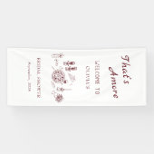 Dat is amore Italiaanse pizza en wijn bruidsdouche Spandoek (Horizontaal)