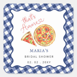 Dat is amore Italiaanse pizzafeest bruidsuitnodigi Vierkante Sticker