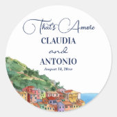 Dat is Amore Italiaanse Rivièra Bruiloft Ronde Sticker (Voorkant)
