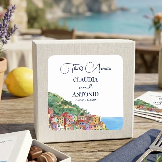 Dat is Amore Italiaanse Rivièra Bruiloft Vierkante Sticker