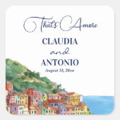 Dat is Amore Italiaanse Rivièra Bruiloft Vierkante Sticker (Voorkant)