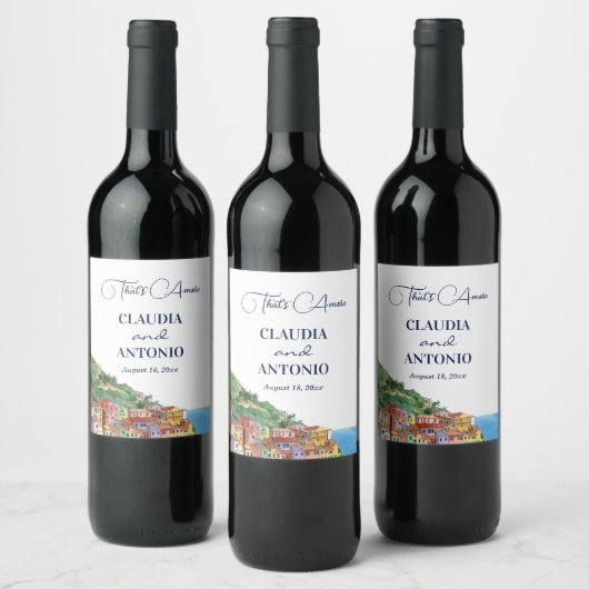 Dat is Amore Italiaanse Rivièra Bruiloft Wijn Etiket (Flessen)