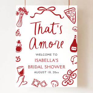 Dat is Amore Italiaanse Rode Bruiloft Feest Welkom Poster