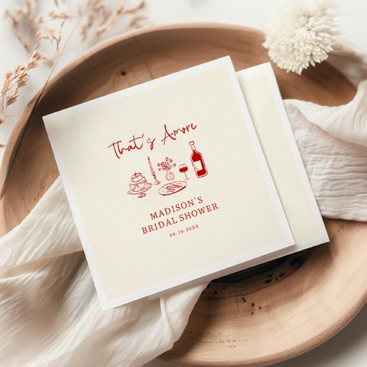 Dat is Amore Italiaanse Rode Handgetekende Bruidsd Servet