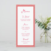 "Dat is Amore" Italiaanse Rood Geruite Print Lande Menu (Staand voorkant)