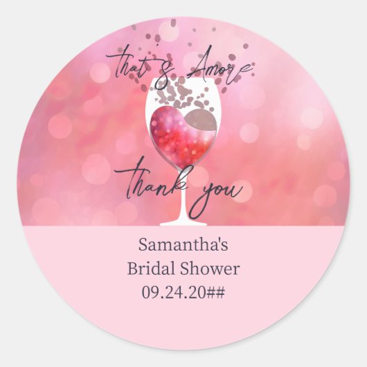 Dat is Amore Italiaanse wijn voor geloften Bruidsf Ronde Sticker (Voorkant)