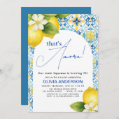 Dat is Amore Italian Lemon Blue Tegel Birthday Kaart (Voorkant / Achterkant)
