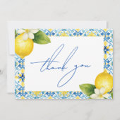 Dat is Amore Italian Lemon Blue Tegel Vrijgezellen Bedankkaart (Voorkant)