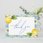Dat is Amore Italian Lemon Blue Tegel Vrijgezellen Bedankkaart (Staand voorkant)