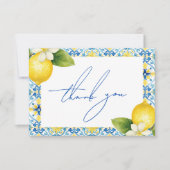 Dat is Amore Italian Lemon Blue Tegel Vrijgezellen Bedankkaart (Voorkant)