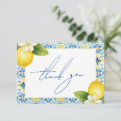 Dat is Amore Italian Lemon Blue Tegel Vrijgezellen Bedankkaart (Staand voorkant)