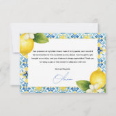 Dat is Amore Italian Lemon Blue Tegel Vrijgezellen Bedankkaart (Achterkant)