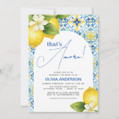 Dat is Amore Italian Lemon Blue Tegel Vrijgezellen Kaart (Voorkant)