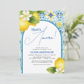 Dat is Amore Italian Lemon Blue Tegel Vrijgezellen Kaart (Staand voorkant)