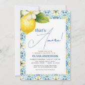 Dat is Amore Italian Lemon Blue Tegel Vrijgezellen Kaart (Voorkant)