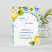 Dat is Amore Italian Lemon Blue Tegel Vrijgezellen Kaart (Staand voorkant)