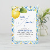 Dat is Amore Italian Lemon Blue Tegel Vrijgezellen Kaart (Staand voorkant)