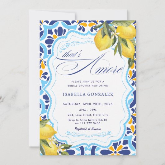 Dat is Amore Italian Majolica Tegels Vrijgezellenf Kaart (Voorkant)