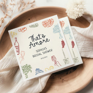 Dat is Amore Kleurrijke Geïllustreerde Bruidsdouch Servet