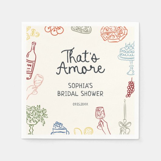 Dat is Amore Kleurrijke Geïllustreerde Bruidsdouch Servet (Voorkant)