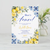 Dat is Amore Lemon Blue Frame Roses Bruidsmeisjesf Kaart (Staand voorkant)