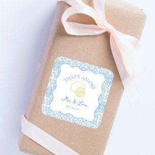 Dat is Amore Lemon Blue Tegels Amalfi Italië bruil Vierkante Sticker