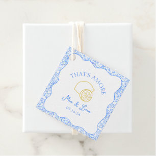 Dat is Amore Lemon Blue Tegels Gepersonaliseerde b Bedankjes Labels