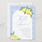 Dat is Amore Lemon Italian Blue Tegel Vrijgezellen Kaart (Voorkant)