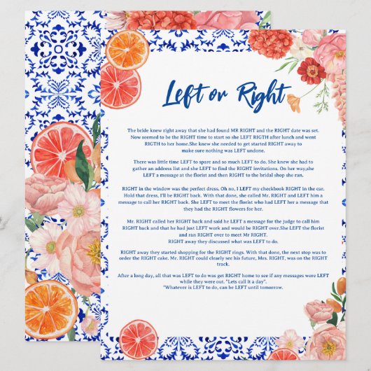 Dat is amore links of rechts bruidsfeest spelkaart kaart (Voorkant / Achterkant)