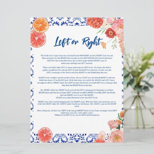 Dat is amore links of rechts bruiloft spelkaart kaart (Staand voorkant)