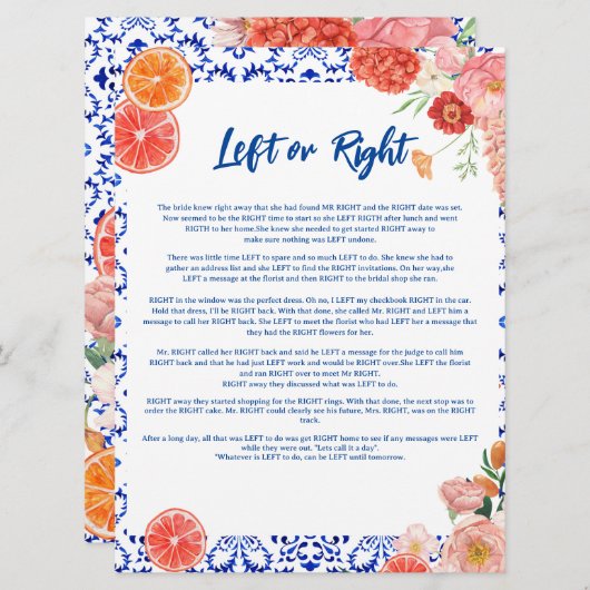 Dat is amore links of rechts bruiloft spelkaart kaart (Voorkant / Achterkant)