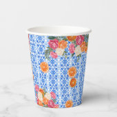 Dat is amore mediterraan blauwe tegels bruidsdouch papieren bekers (Achterkant)